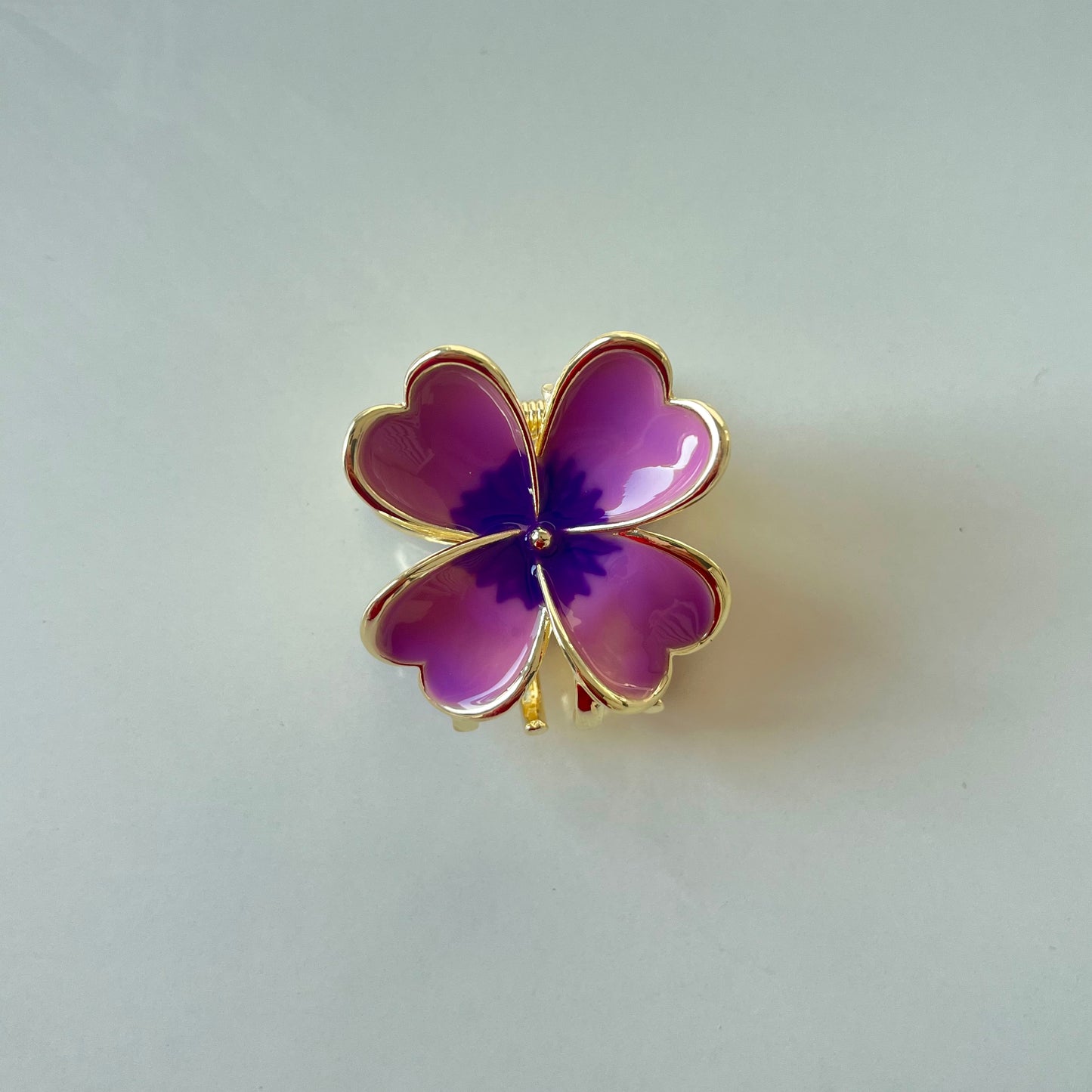 Premium 4-Petal Metal Flower Hair Claw - Luxe Gloss Finish