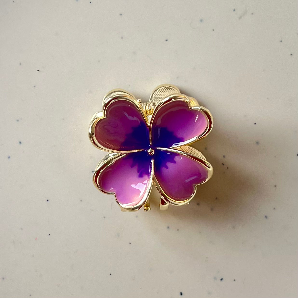 Premium 4-Petal Metal Flower Hair Claw - Luxe Gloss Finish