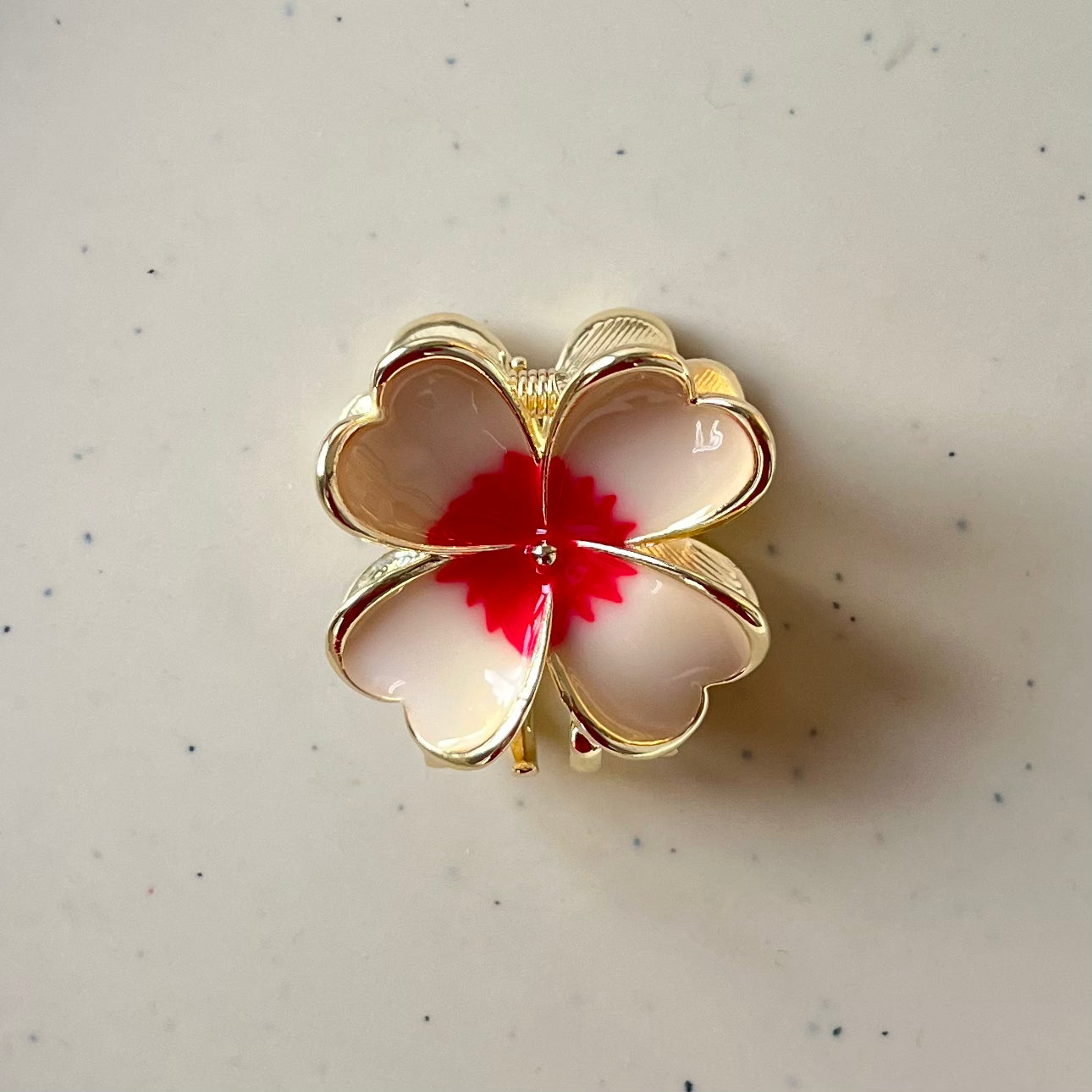 Premium 4-Petal Metal Flower Hair Claw - Luxe Gloss Finish