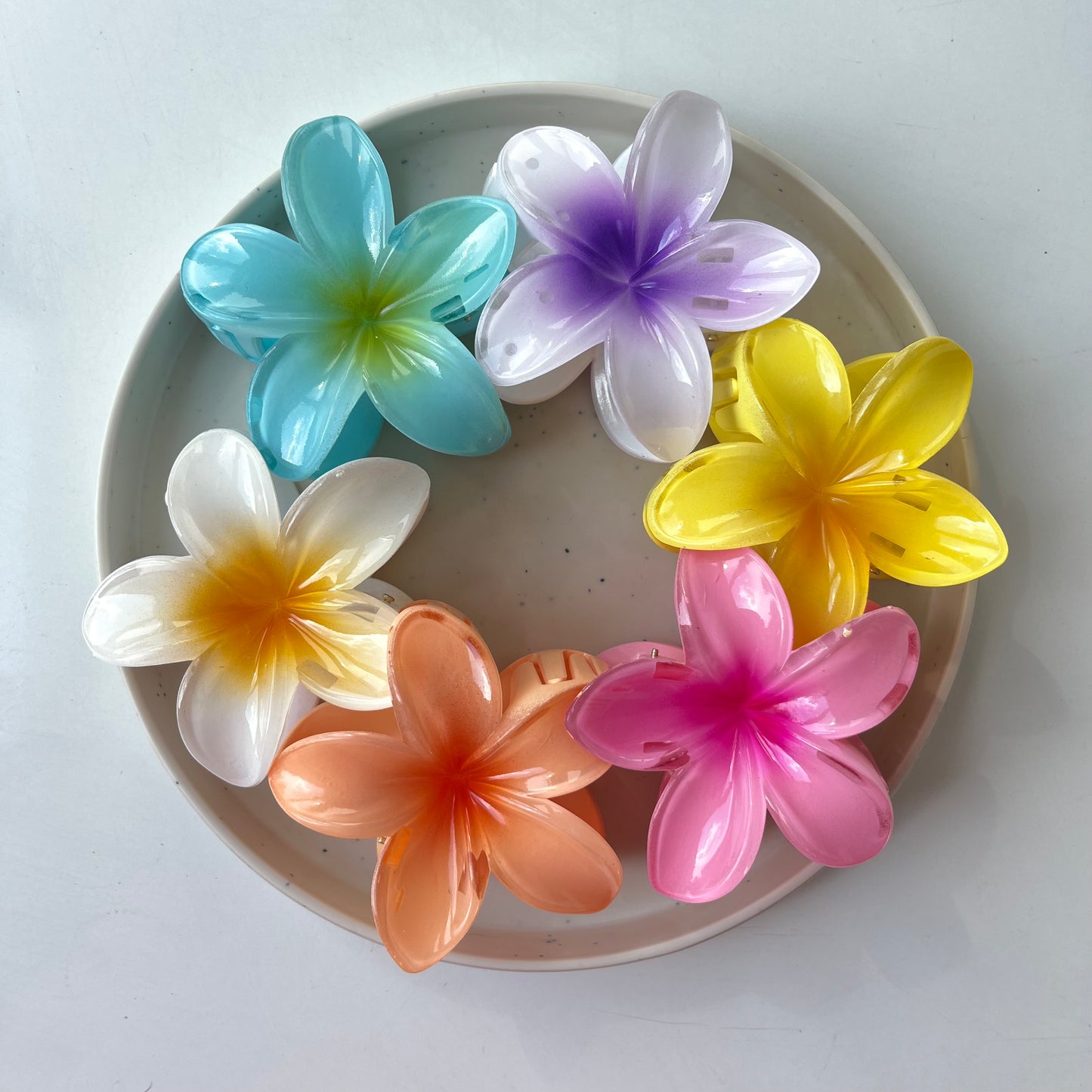Hawaiian Flower Claw Clip - Large Size, Tropical Mini Design