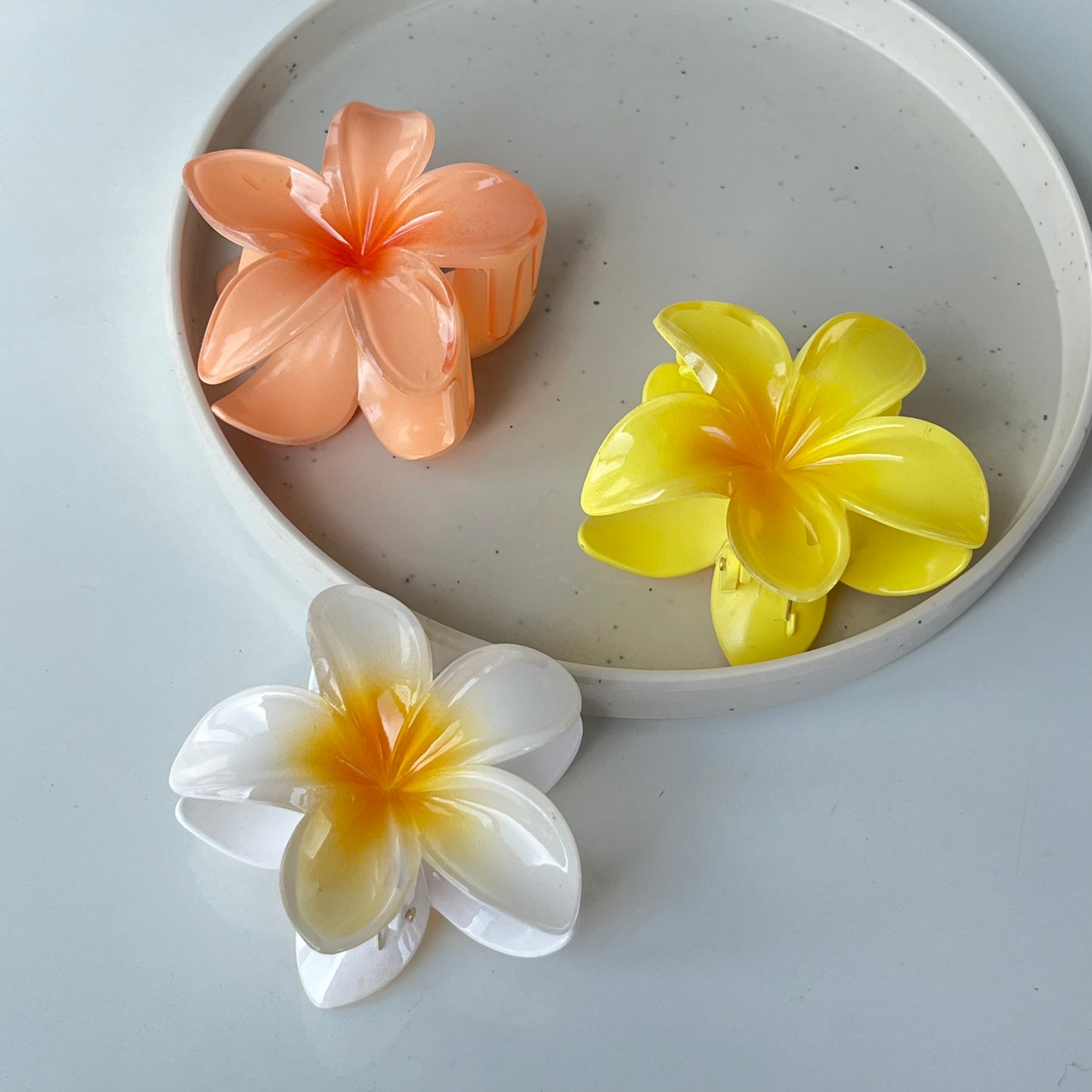 Hawaiian Flower Claw Clip - Large Size, Tropical Mini Design