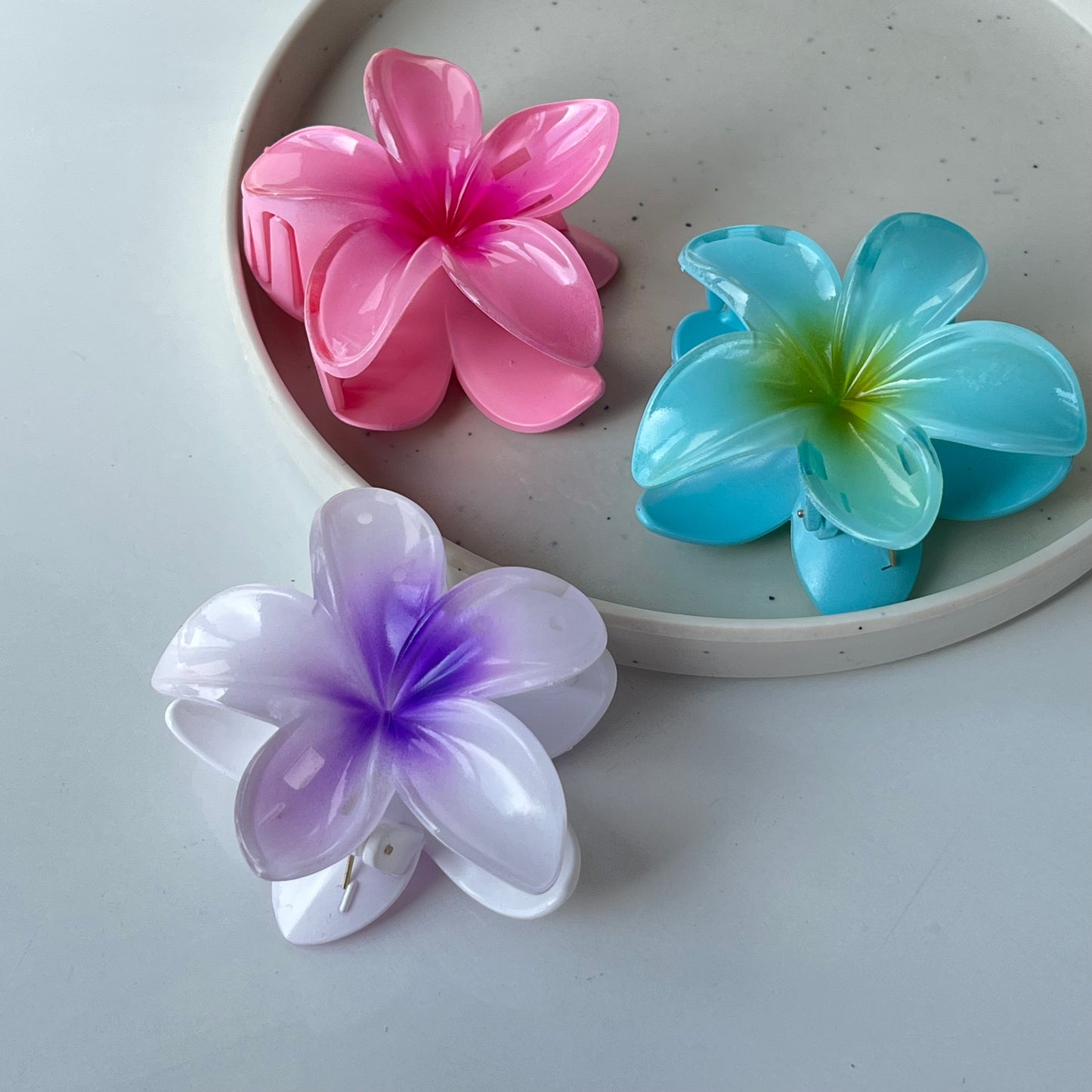Hawaiian Flower Claw Clip - Large Size, Tropical Mini Design