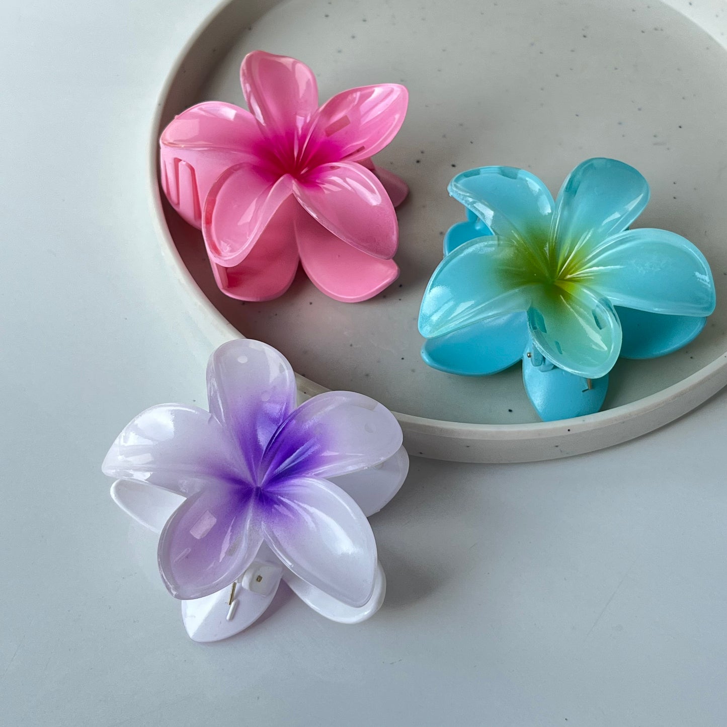 Hawaiian Flower Claw Clip - Large Size, Tropical Mini Design