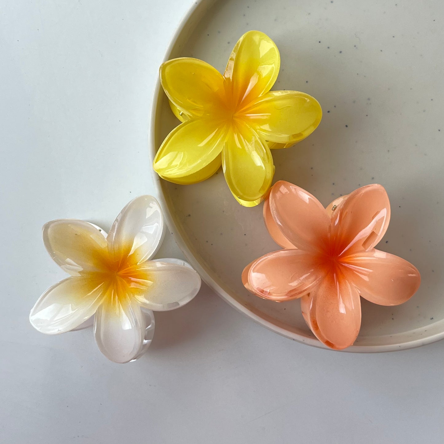 Hawaiian Flower Claw Clip - Large Size, Tropical Mini Design