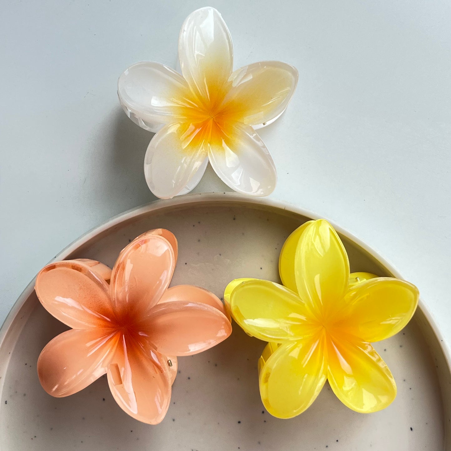 Hawaiian Flower Claw Clip - Large Size, Tropical Mini Design