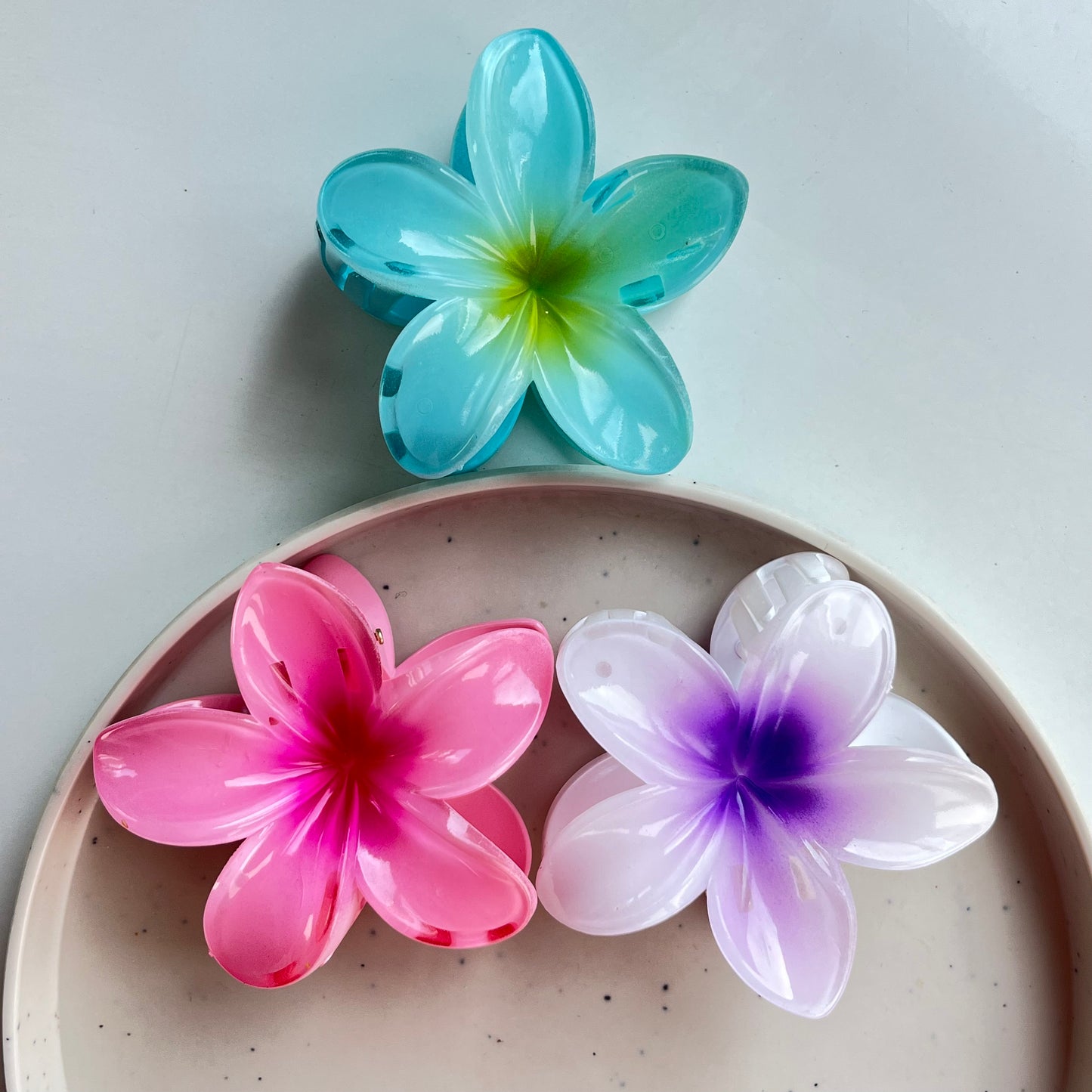 Hawaiian Flower Claw Clip - Large Size, Tropical Mini Design