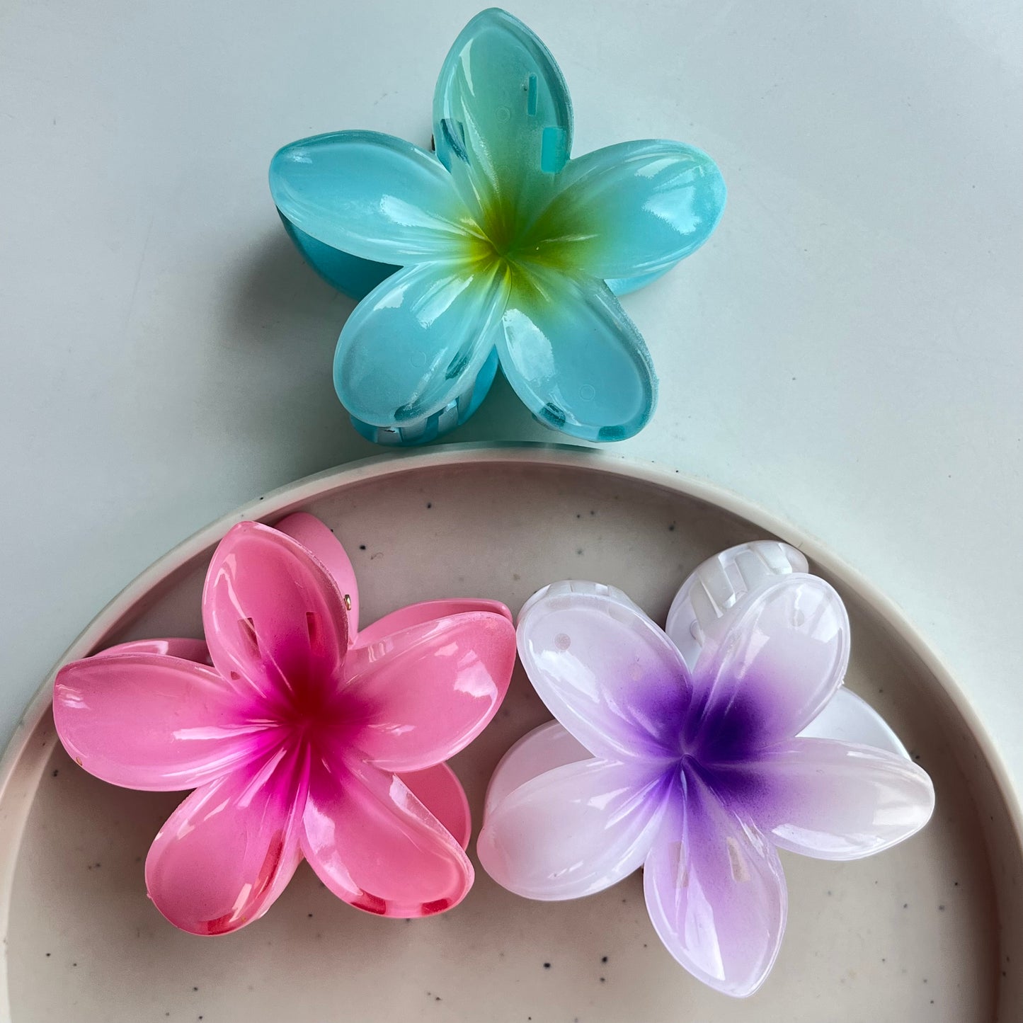 Hawaiian Flower Claw Clip - Large Size, Tropical Mini Design