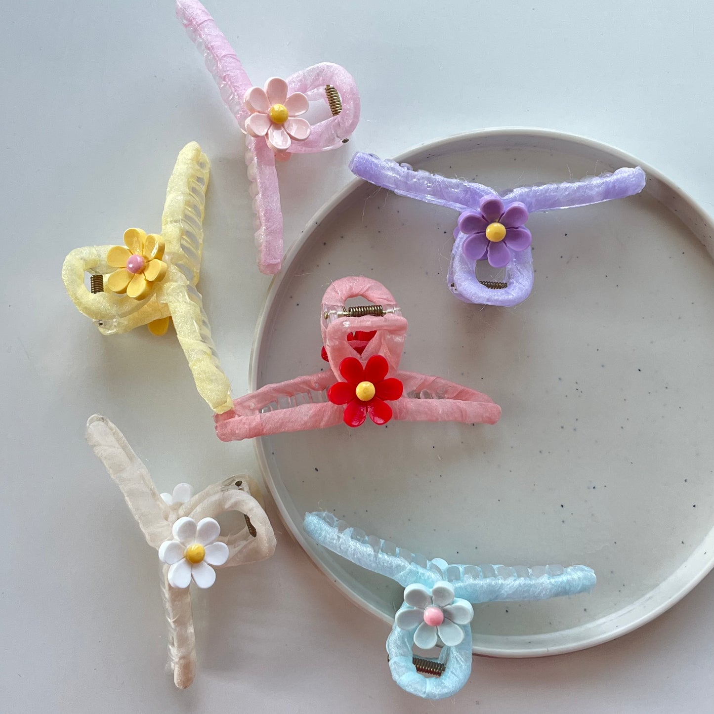 Fabric Wrapped Flower Hair Claw - Soft, Floral Charm