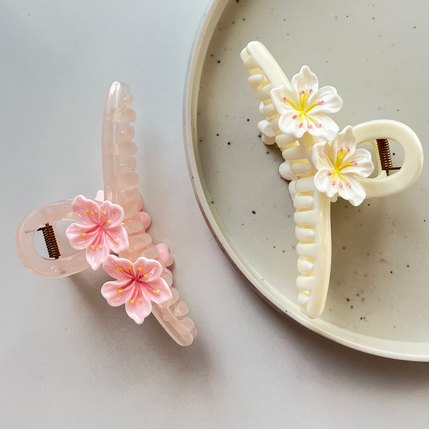 Fabric Wrapped Flower Hair Claw - Soft, Floral Charm