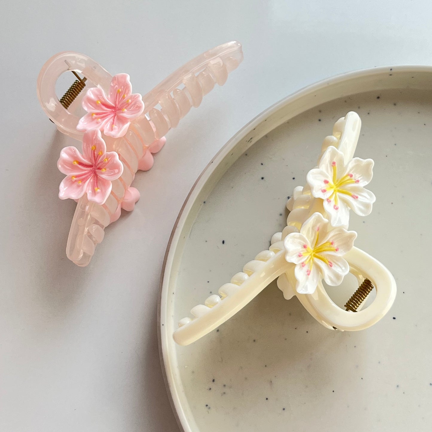 Fabric Wrapped Flower Hair Claw - Soft, Floral Charm