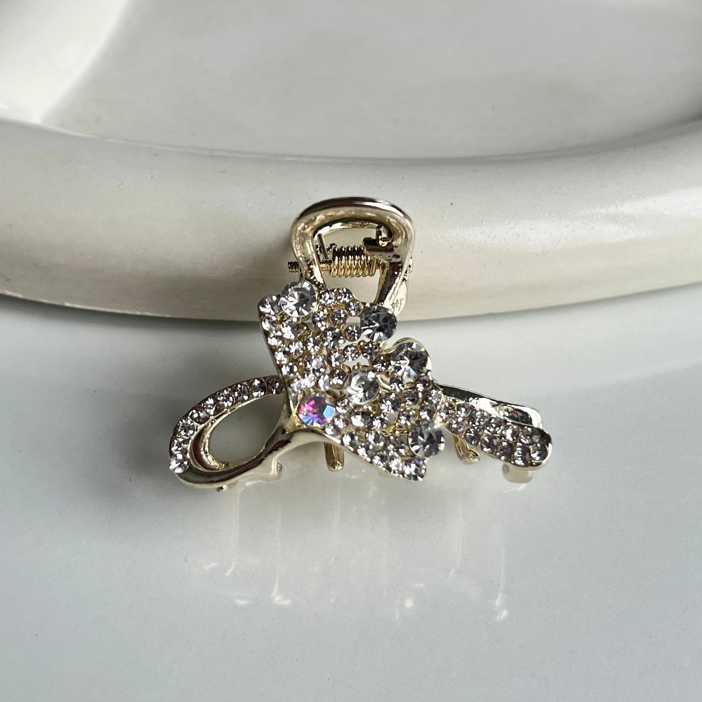 Sparkling Crystal Bow Hair Claw - Elegant and Colorful Stones