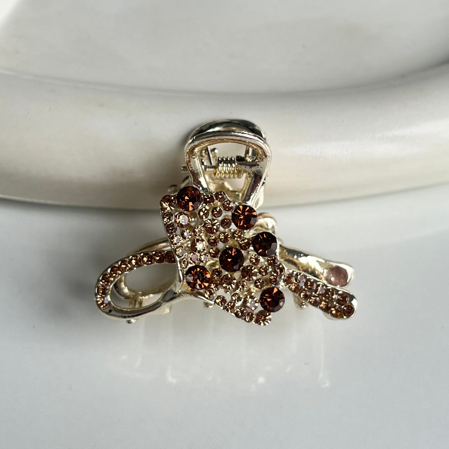 Sparkling Crystal Bow Hair Claw - Elegant and Colorful Stones