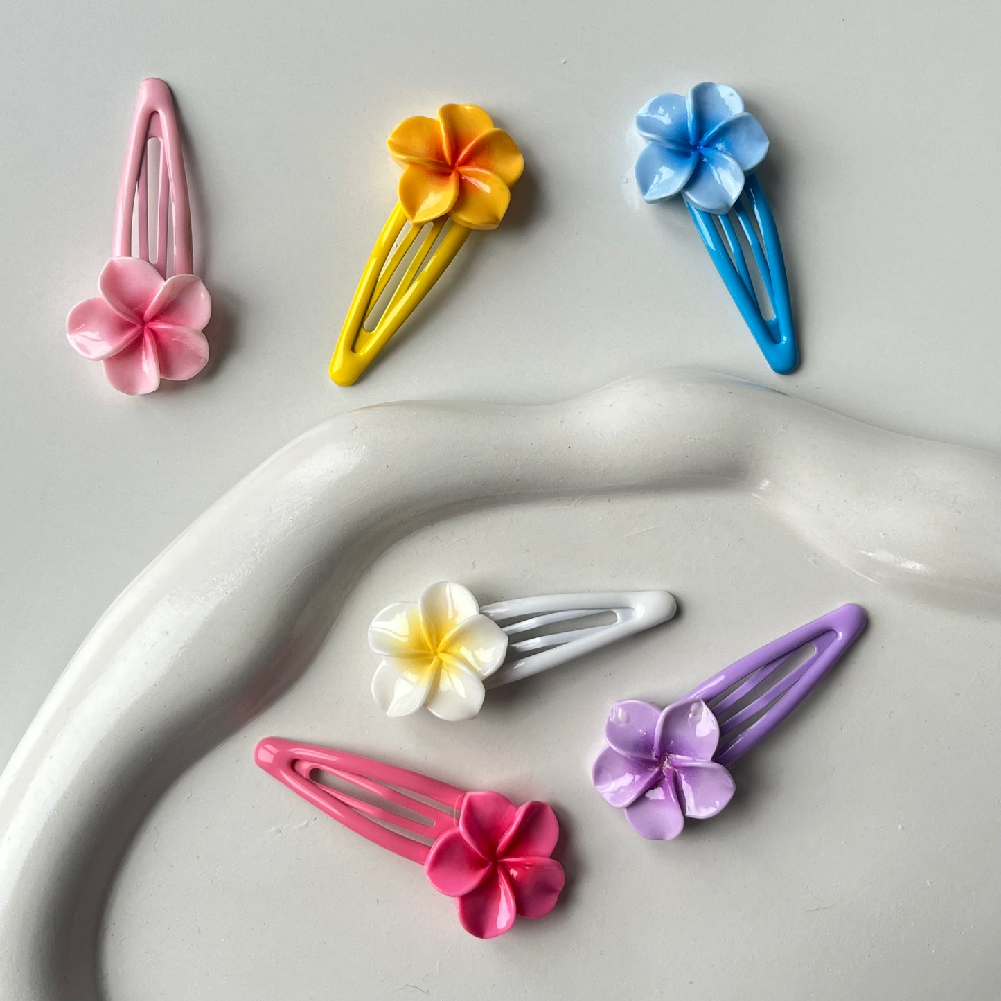 Hawaiian Flower Tic Tac Hair Pins - Bright and Playful Hair Clips