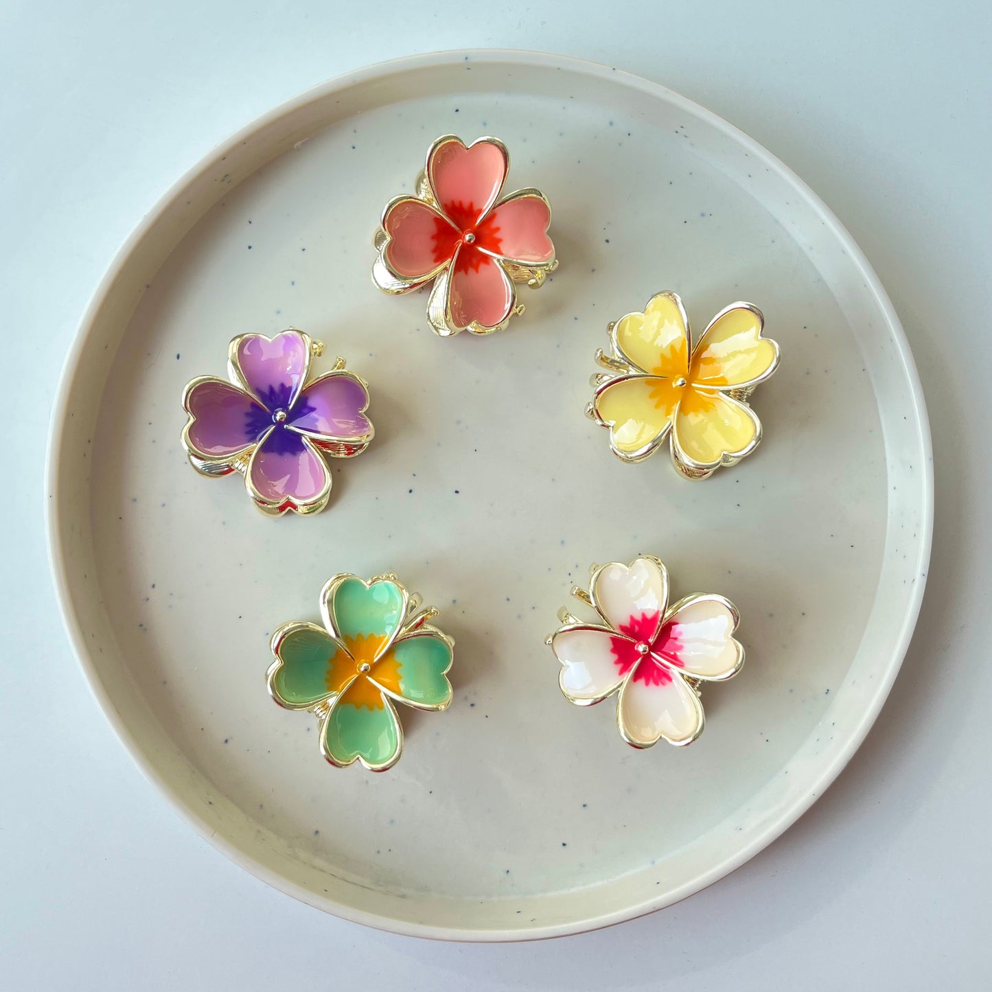 Premium 4-Petal Metal Flower Hair Claw - Luxe Gloss Finish