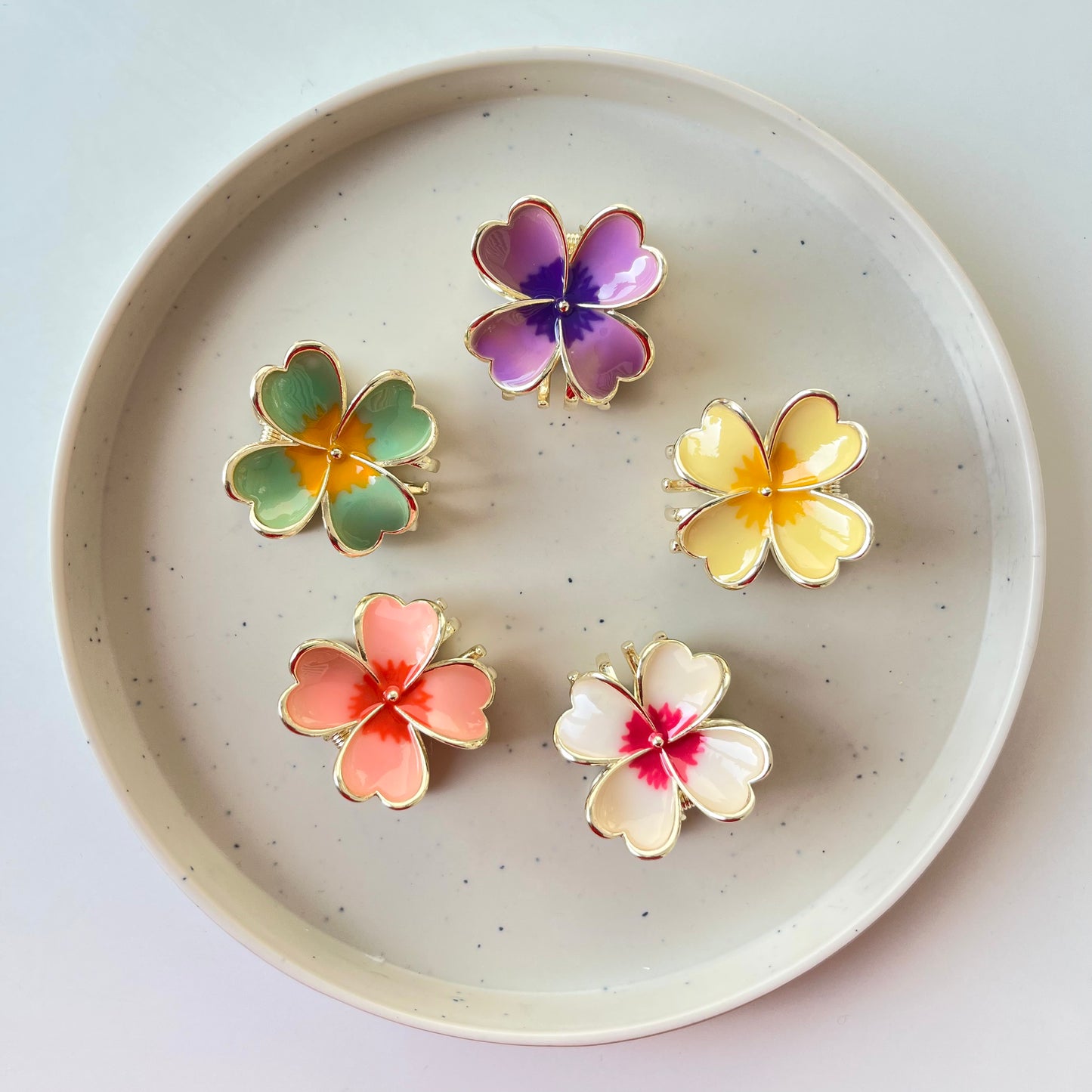 Premium 4-Petal Metal Flower Hair Claw - Luxe Gloss Finish