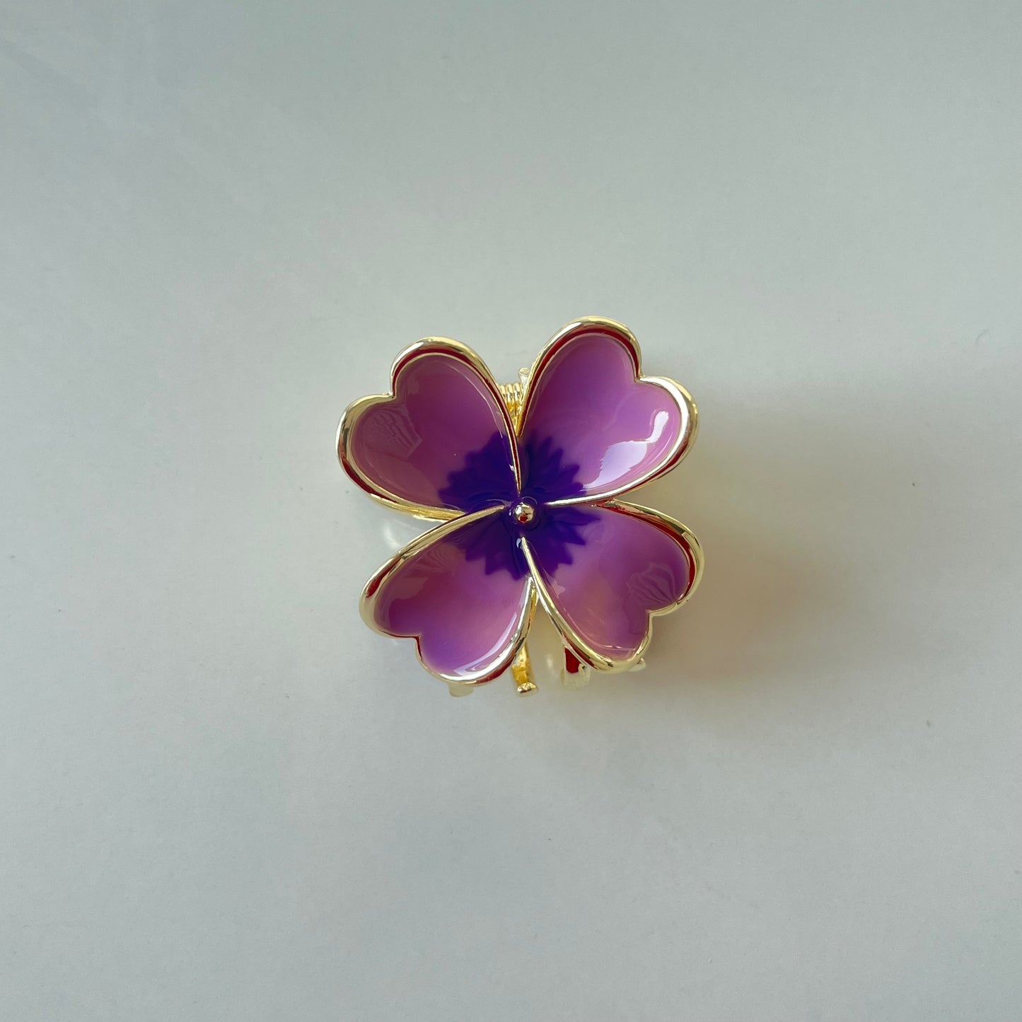 Premium 4-Petal Metal Flower Hair Claw - Luxe Gloss Finish