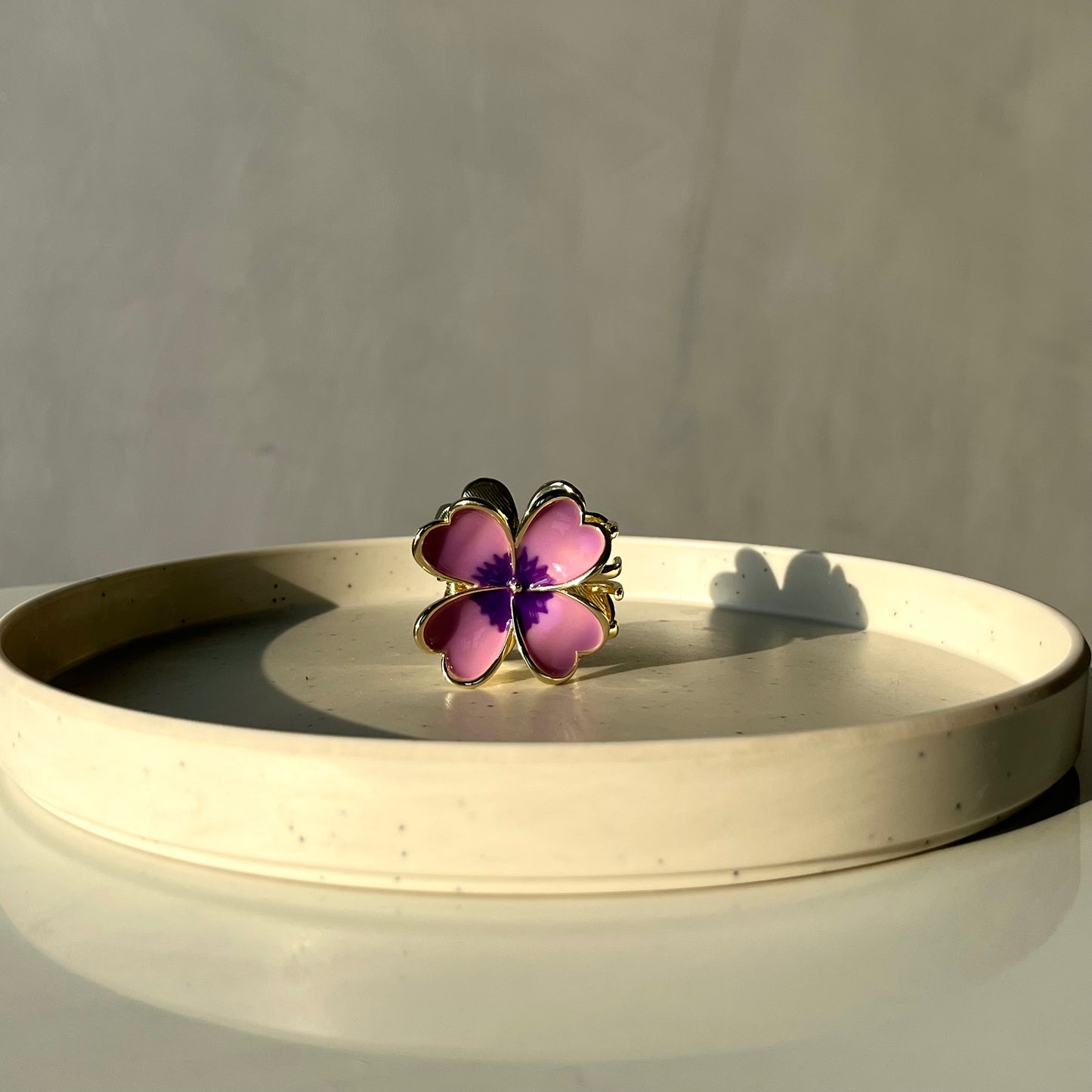 Premium 4-Petal Metal Flower Hair Claw - Luxe Gloss Finish