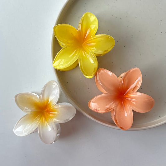 Hawaiian Flower Claw Clip - Large Size, Tropical Mini Design