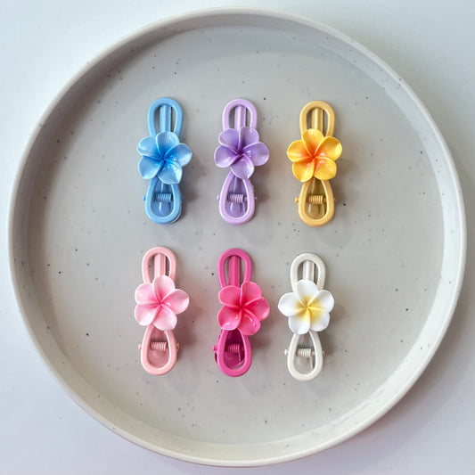 Hawaiian Flower Hair Pins - Single Clip, Bright Floral Accent