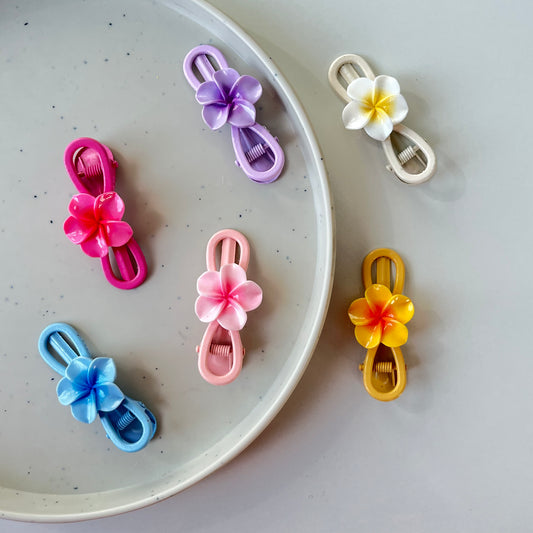 Flower Hair Clip Set – 6 Small Floral Snap Clips for Women & Girls