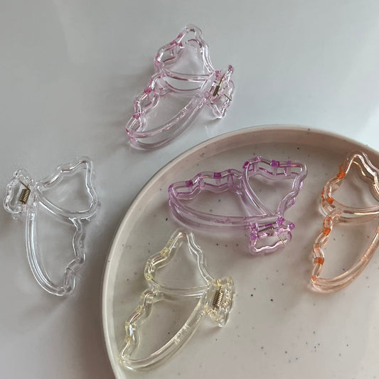 Transparent Butterfly Hair Claw - Lightweight and Glossy Finish