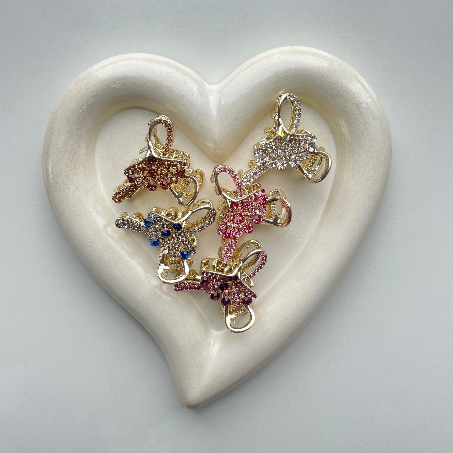 Sparkling Crystal Bow Hair Claw - Elegant and Colorful Stones