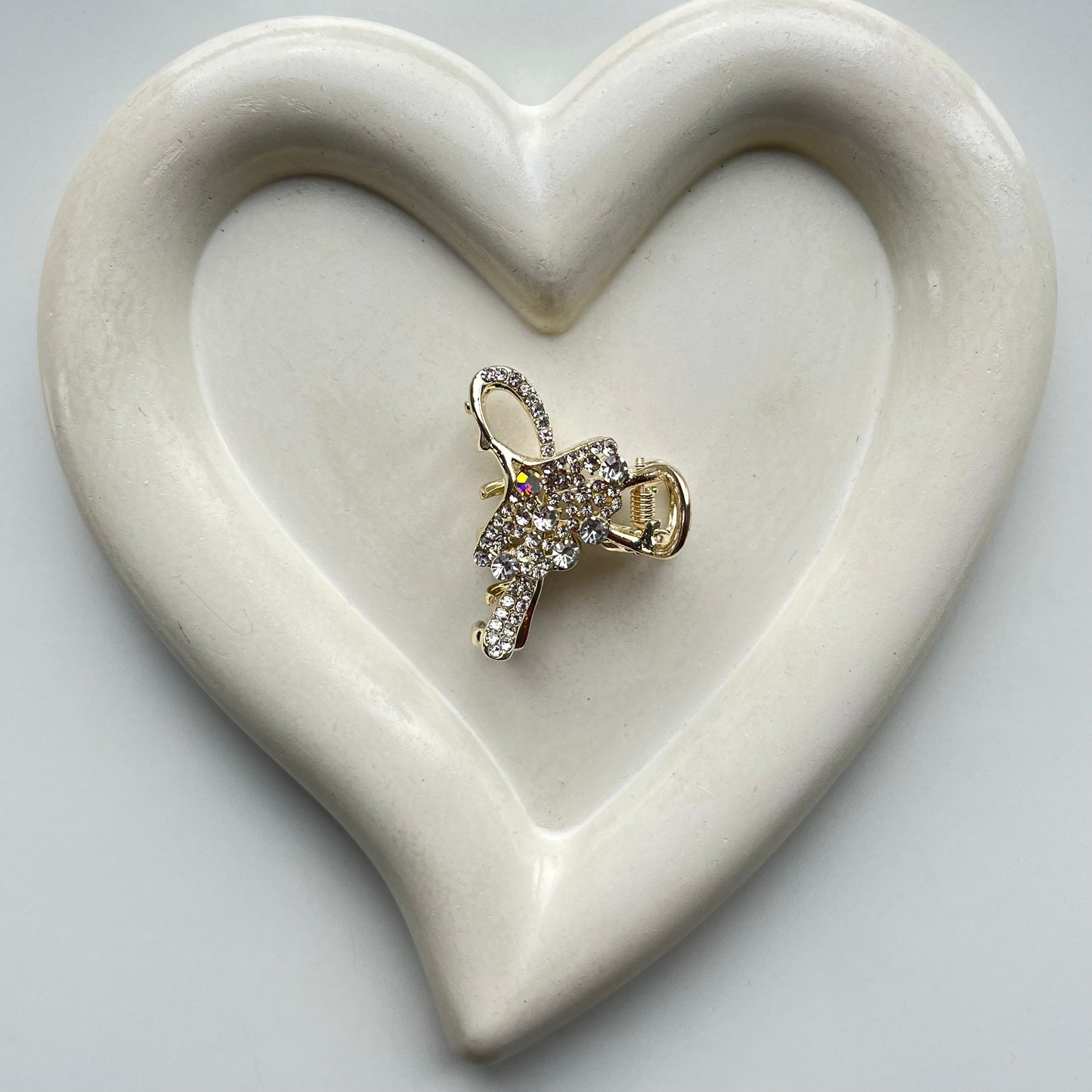 Sparkling Crystal Bow Hair Claw - Elegant and Colorful Stones