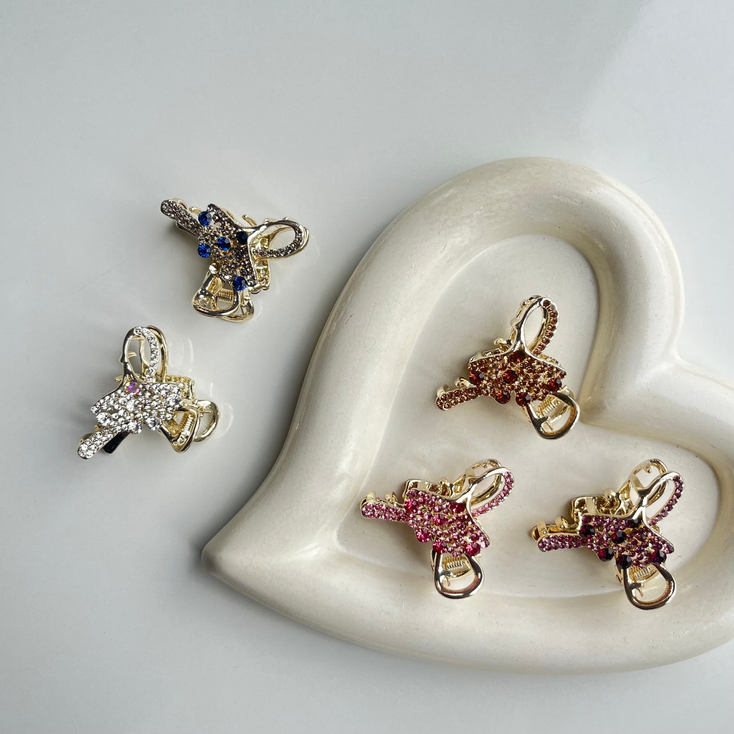 Sparkling Crystal Bow Hair Claw - Elegant and Colorful Stones